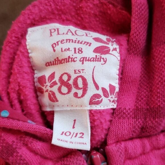 Childrens Place Pink Plaid Hooded Sweatshirt Sz L - Picture 6 of 6